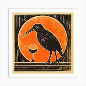 Retro Bird Lithograph Kiwi Art Print