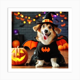 Cute Dog In A Halloween Costume Art Print