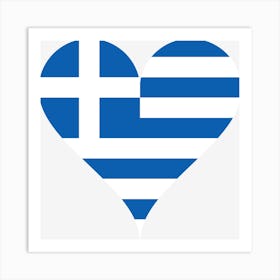 Heart Love Greece Peace Blue White Cross Flag Symbol Art Print