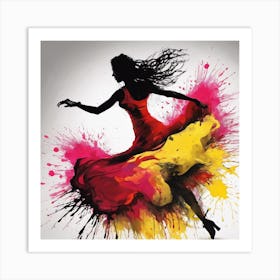 Dancer In Red Dress Art Print