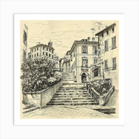 Sketch Of A Street In Italy Art Print