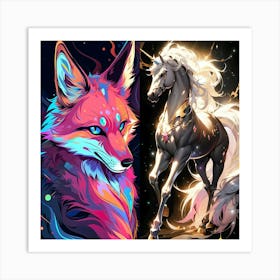 Unicorn And Fox Art Print