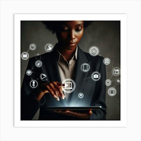 Businesswoman Using Tablet Computer Art Print