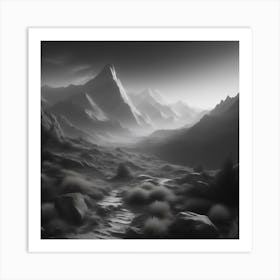 Black And White Mountain Landscape 5 Art Print