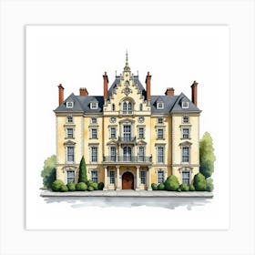 Watercolor Painting Of The Grosvenor House In London, Highlighting Its Historical Architecture And Luxurious Appearance Art Print