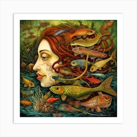 Mermaid. The Beautiful Side Of Ugly Artistic Surreal Painting Art Print