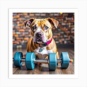 Dog With Dumbbells 1 Art Print