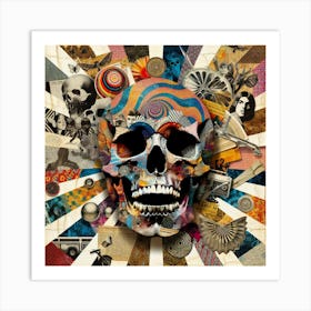 Skull 70's Collage Art Print