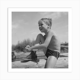 Rupert, Idaho,Schoolboy At Swimming Pool By Russell Lee Art Print