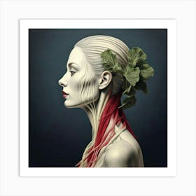 Firefly Surreal Side Profile Of A Rhubarb Woman 35282 (2) Art Print