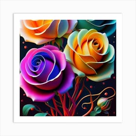 Abstract Painting Magical Organic Roses 5 Art Print