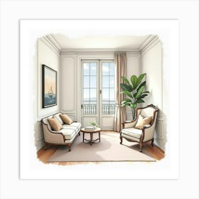 Watercolor Of A French Interior Designer, Stylish And Sophisticated Look 1 Art Print