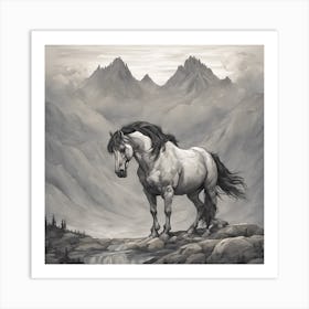 Horse In The Mountains 3 Art Print