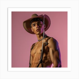 bad sexy Cowboy Posing Art Print
