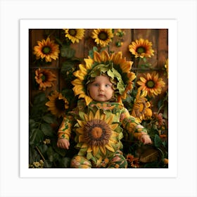Sunflower Baby Portrait Art Print
