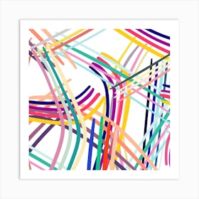 Woven Colorful Lines Multi Square Art Print