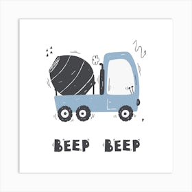 Cute Funny Truck 1 Art Print