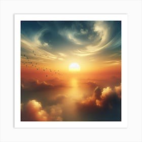 Sunset Over Clouds Art Print