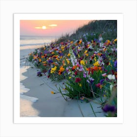 Wildflowers On The Beach Art Print