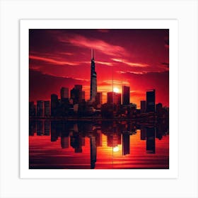 Sunset In Chicago Art Print