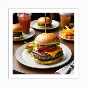 Hamburgers And Fries 3 Art Print