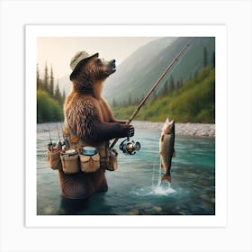 Bear Fishing Art Print