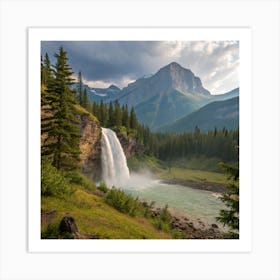 Waterfall In The Mountains 1 Art Print