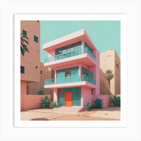 A House In Cape Town Abstract Risograph Style Art Print 4 Art Print