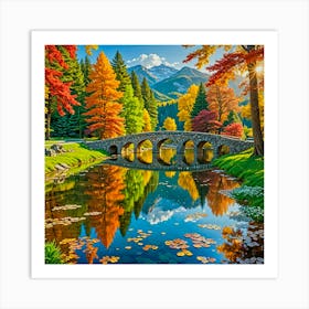 Autumn Bridge Art Print