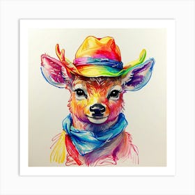 Cowboy Deer 3 Art Print