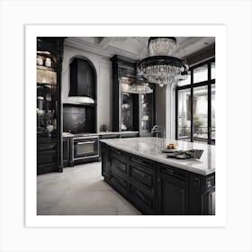 Black And White Kitchen 1 Art Print