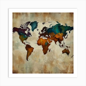 World Map Canvas Art 2 Art Print