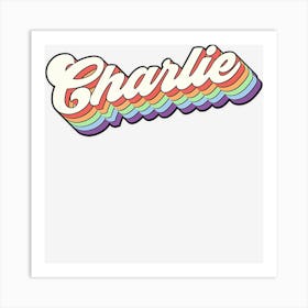 First Name Charlie Retro 80s Rainbow Style Art Print