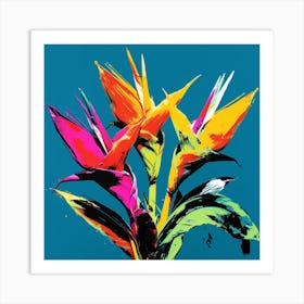 Andy Warhol Style Pop Art Flowers Heliconia 3 Square Art Print