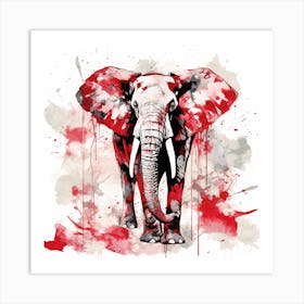 Red Elephant Art Print