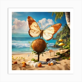 Butterfly On Coconut Art Print