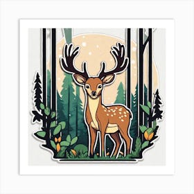 Deer In The Forest 113 Art Print