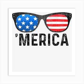 American Flag Men Women Merica Sunglasses 4th Art Print