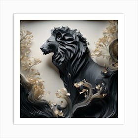 Lion In Water Art Print