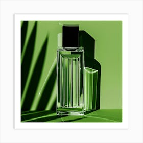 Cologne Bottle On Green Background Art Print