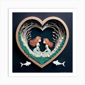 Mermaids In Love 1 Art Print