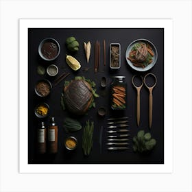 Barbecue Props Knolling Layout (13) Art Print