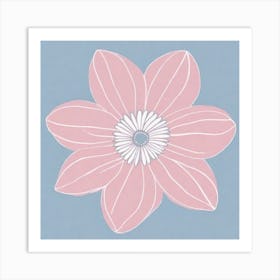 A White And Pink Flower In Minimalist Style Square Composition 196 Art Print