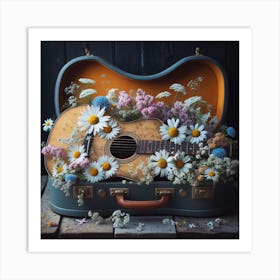 Flowers in a guitar case Art Print