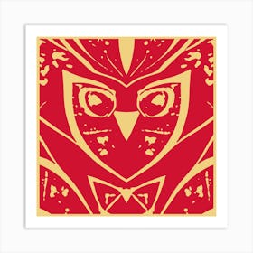 Abstract Owl Red And Yellow Art Print
