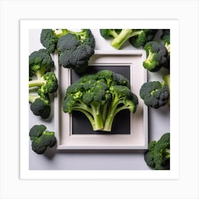 Fresh Broccoli In A Frame 1 Art Print