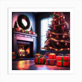 Christmas Tree In The Living Room 60 Art Print