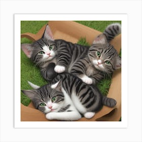 Three Kittens In A Box Art Print