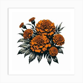 Orange marigold flower 3 Art Print