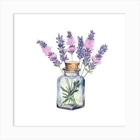 Lavender In A Glass Bottle Art Print